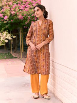 Lakshita - Mustard Embroidered Chiffon Co-Ord (Set of 2)