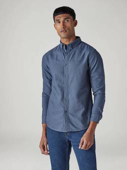 Levi's - Men Striped Slim Fit Oxford Overdyed Shirt