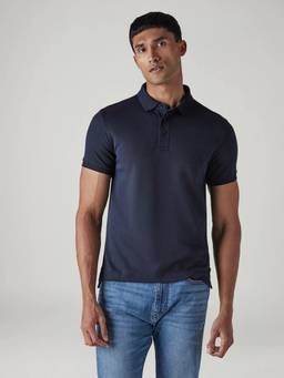 Levi's - Men Solid Navy Slim Fit Redloop Interlock Polo T-Shirt