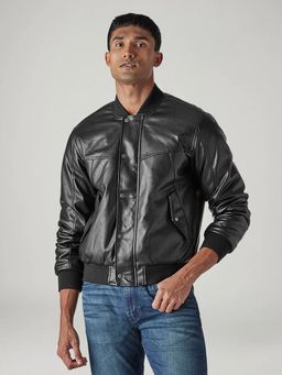 Levi's - Black Men Solid Regular Fit Leather Jacket