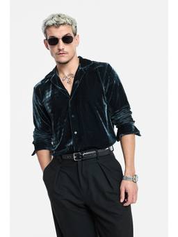 Snitch - Dark Green Full Sleeves Slim Party Shirt for Men