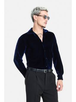 Snitch - Navy Full Sleeves Slim Party Shirt for Men