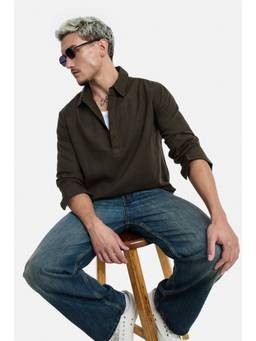 Snitch - Brown Full Sleeves Regular Casual Kurta Shirt for Men