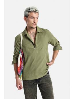 Snitch - Olive Full Sleeves Regular Shirt for Men