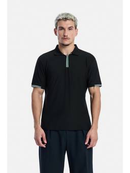 Snitch - Black Solid Half Sleeves Regular Casual Polo T-Shirt for Men