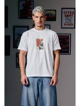 Snitch - Receipts White Graphic Half Sleeves Slim Casual T-Shirt for Men