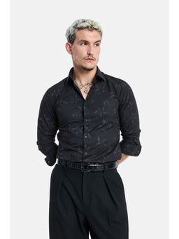 Snitch - Black Full Sleeves Slim Semi Formal Shirt for Men