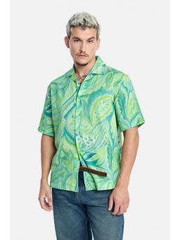 Snitch - Green Half Sleeves Boxyshirt for Men