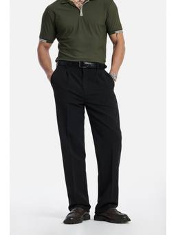 Snitch - Black Textured Straight Trouser for Men