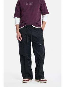 Snitch - Black Solid Loose Casual Trouser for Men