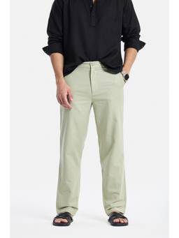 Snitch - Sage Green Solid Regular Trouser for Men