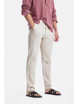 Snitch - Beige Solid Regular Casual Trouser for Men