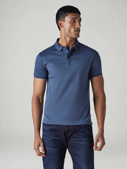 Levi's - Men Solid Blue Slim Fit Redloop Interlock Polo T-Shirt