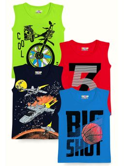 Kuchipoo - Boys Multicolour Printed Cotton Blend Regular T-Shirt (Pack Of 4)