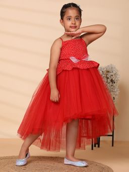 Toy Balloon Kids - Red Hi Low Girls Party Wear Dress