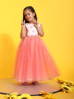 Toy Balloon Kids - Peach Girls Party Wear Dress