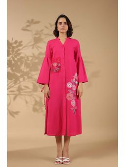 Autumnlane - Women Pink Floral Midi Dress
