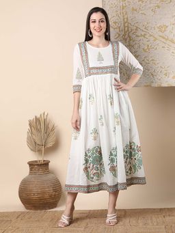 FASHOR - Women White Floral Midi Dress