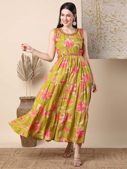 FASHOR - Women Green Floral Midi Dress
