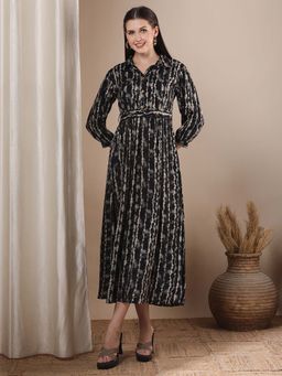 FASHOR - Women Black Tie & Dye Midi Dress