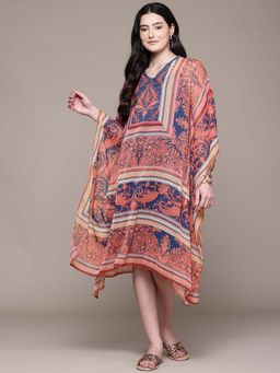 Aarke Ritu Kumar - Women Blue Printed Kaftan with Camisole (Set of 2)