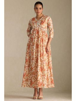 Soch - Women Beige Floral Maxi Dress