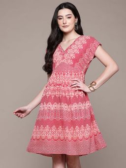 Aarke Ritu Kumar - Women Pink Printed Knee Length Dress