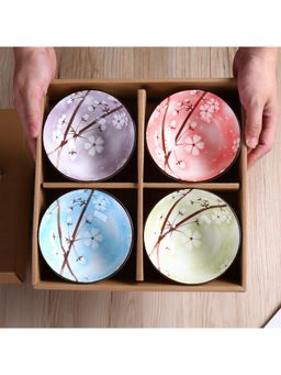 Epicasa - Home Ceramic Microwave Safe Glossy Ceramic Serving Bowls (Pack of 4)