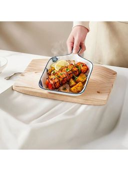 Epicasa - Ceramic Serving Platter with Handle Leaf Design Platter - White