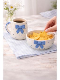 ACE THE SPACE - Blue Bow Coffee Matching Cup and Bowl (Pack of 2)