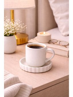 ACE THE SPACE - White Heart Handle Cup and Saucer