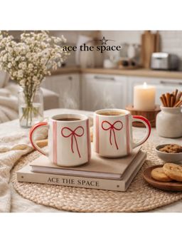ACE THE SPACE - Hand-Painted Bow Coffee Matching Cups (Pack of 2)