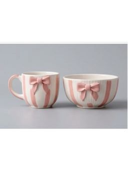 ACE THE SPACE - Pink Bow Coffee Matching Cup and Bowl (Pack of 2)