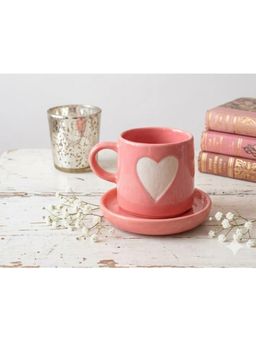 ACE THE SPACE - Pink Big Heart Cup and Saucer