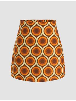 Cider - Let'S Groove Retro Patterned Mini Skirt