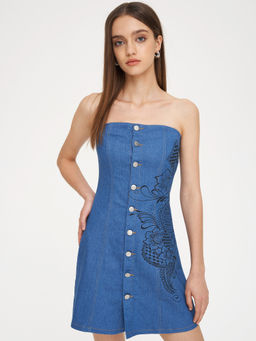 Cider - Tattoo On Me Denim Dress