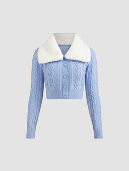 Cider - Romantic Cable Knit Crop Jacket