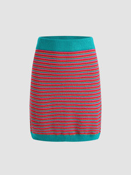 Cider - Bodycon Striped Mini Skirt