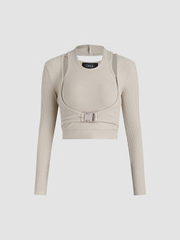 Cider - Long Sleeve Buckle Crop Top