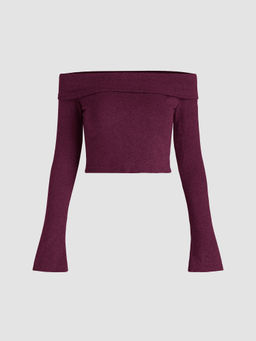 Cider - Solid Off Shoulder Crop Top