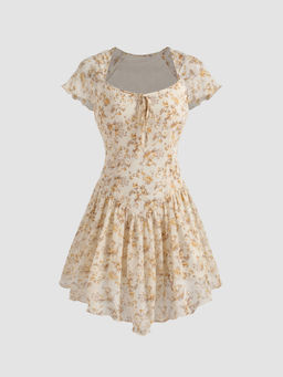 Cider - Ditsy Floral Puff Sleeve Mini Dress