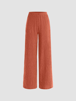 Cider - Solid Texture Elastic Waist Trousers