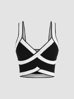 Cider - Rib Contrasting Cross Crop Tank Top