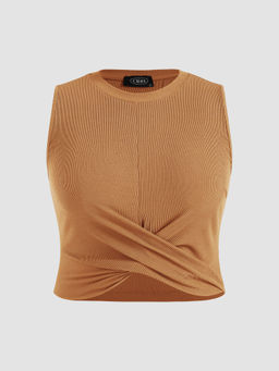 Cider - Solid Crewneck Crop Tank Top Curve & Plus