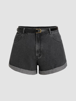 Cider - Pocket Denim Shorts with Belt Curve & Plus