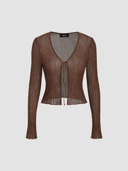 Cider - Solid Textured Knotted Cardigan