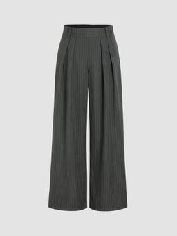 Cider - Solid Texture Pleated Wide Leg Trousers