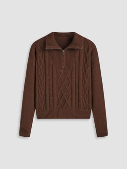 Cider - Weave Knit Zipped Sweatshirt