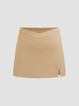 Cider - Solid Slit Classic Skort Curve & Plus