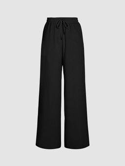 Cider - Solid Rib Drawstring Wide Leg Pants